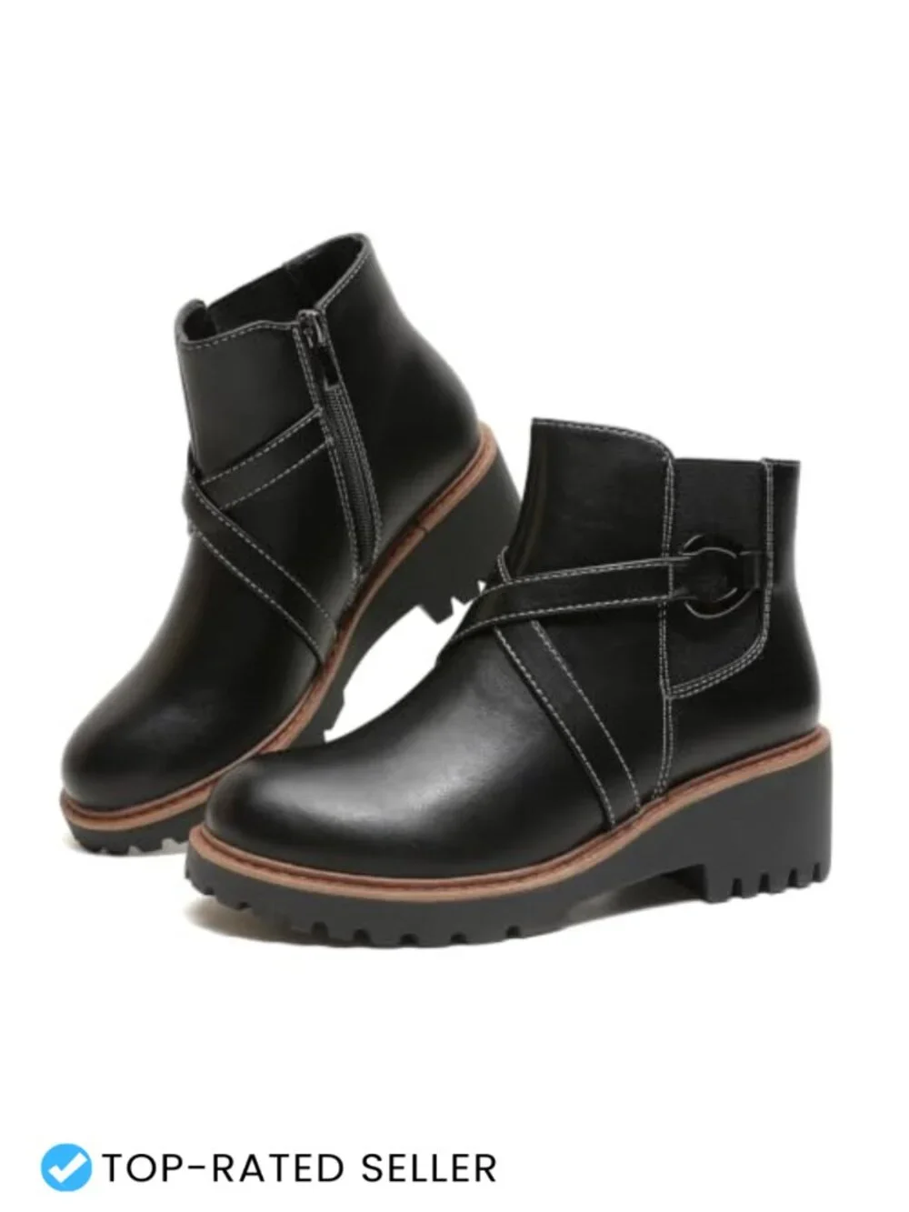 Women's Chelsea Ankle Boots Chunky Low Heel Platform Short Booties
